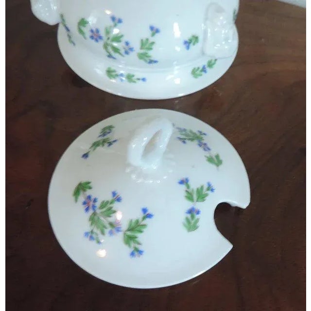 19th Century French Empire Old Paris Porcelain Sprig Cornflower Urn Form Sauce Tureen & Cover For Sale - Image 9 of 11