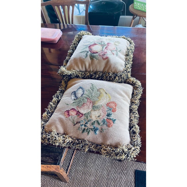 Vintage Fruit Motif Needlepoint Pillows - a Pair For Sale In San Diego - Image 6 of 7