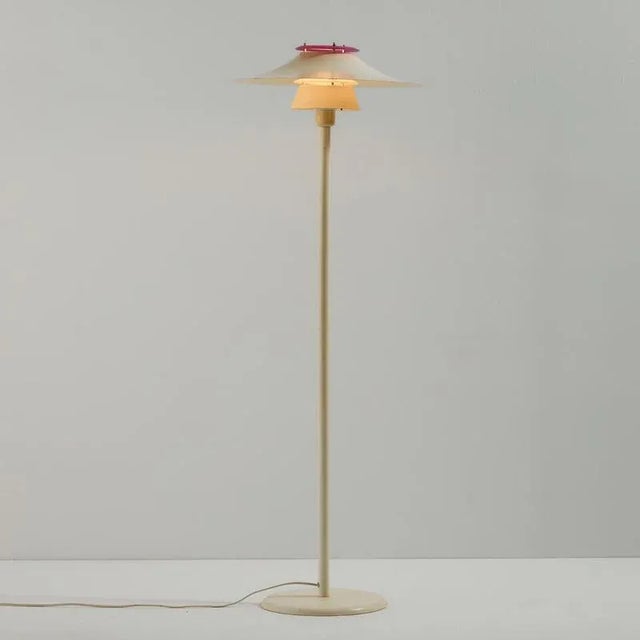 Danish ‘Luna’ aluminium floor lamp from the 1980s produced by Design Light A/S. The surface of the lamp has scratches,...