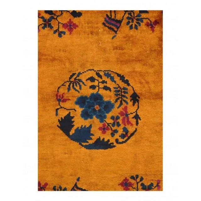 Art Deco Pasargad Orange Antique Chinese Art Deco Rug-3'1'' X 4'9" For Sale - Image 3 of 4
