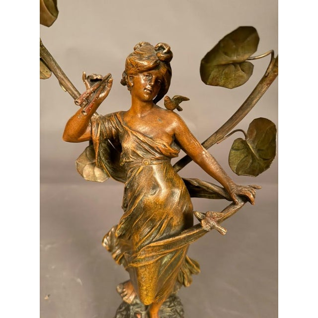 French Statue Table Lamp After Moreau, Circa 1920 For Sale - Image 12 of 12