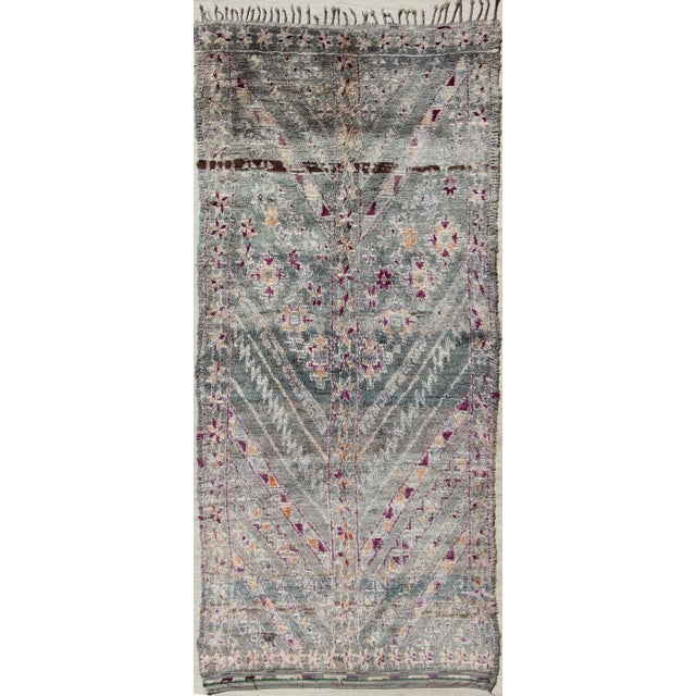 Vintage Hand Knotted Moroccan Rug With All-Over Tribal Design in Shades of Blueish/Green For Sale - Image 11 of 11