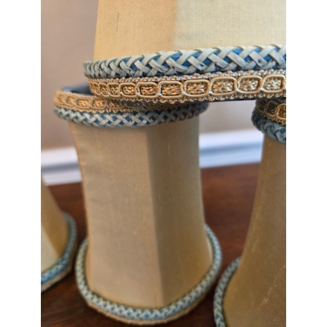 Late 20th Century Champagne Silk Chandelier Lamp Shades - Set of 6 For Sale - Image 5 of 11
