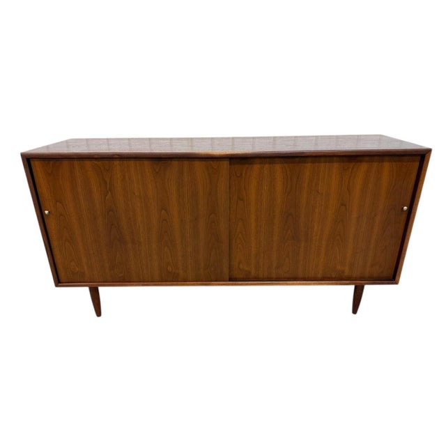Mid-Century Modern Sliding Door Walnut Storage Cabinet For Sale In Philadelphia - Image 6 of 7