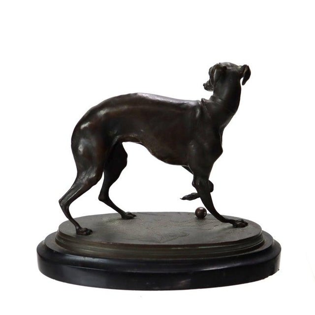 Pierre-Jules Mène Bronze Sculpture of a Whippet on a Slate Base C1890 For Sale - Image 6 of 7