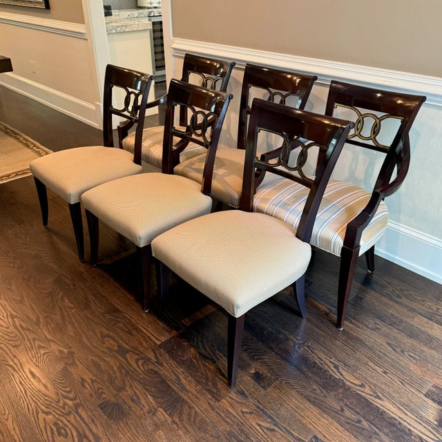 Wood Set of 6 Thomas Pheasant for Baker Cleo Dining Chairs For Sale - Image 7 of 14