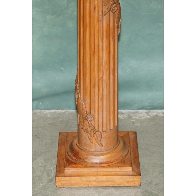 Antique English Carved Oak Vine Pedestal For Sale - Image 4 of 14