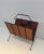 1950s Black Lacquered Metal, Leather and Plaid Fabric Magazine Rack For Sale - Image 5 of 13