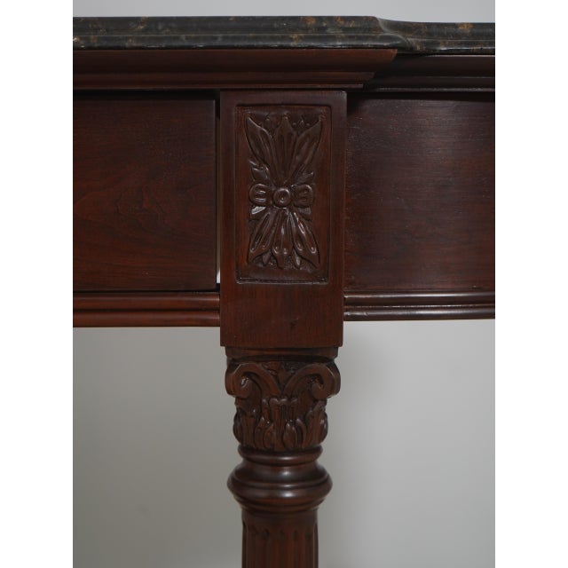 Wood Harden Marble Top Cherry 1 Drawer Console Serving Table For Sale - Image 7 of 18