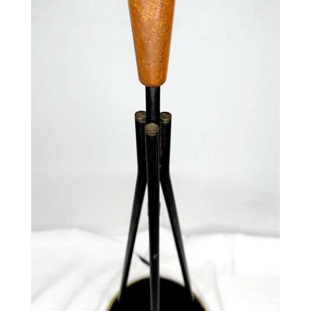 2-Arm Floor Lamp in Teak, Brass and Black Steel attributed to Svend Aage Holm Sørensen, Denmark, 1950s For Sale - Image 6 of 9