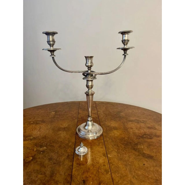 Antique Victorian Silver Plated Candelabras, 1860, Set of 2 For Sale - Image 3 of 8