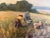 Rustic Oil Painting on Canvas of a Harvest Scene For Sale - Image 3 of 9