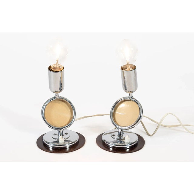 Art Deco Antique Art Deco Bauhaus Pair Table Lamps With Glass Photo Inserts For Sale - Image 3 of 11