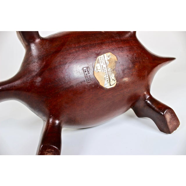 1950's Haitian Hand Carved Mahogany Turtle Trinket Box For Sale - Image 9 of 10