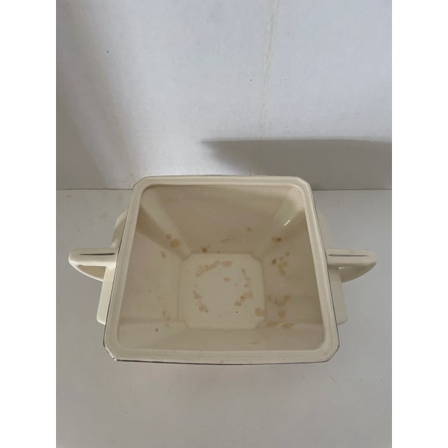 Art Deco Vintage "Mary Bell" Royal China Porcelain Rectangular Covered Casserole Dish Marked For Sale - Image 3 of 9
