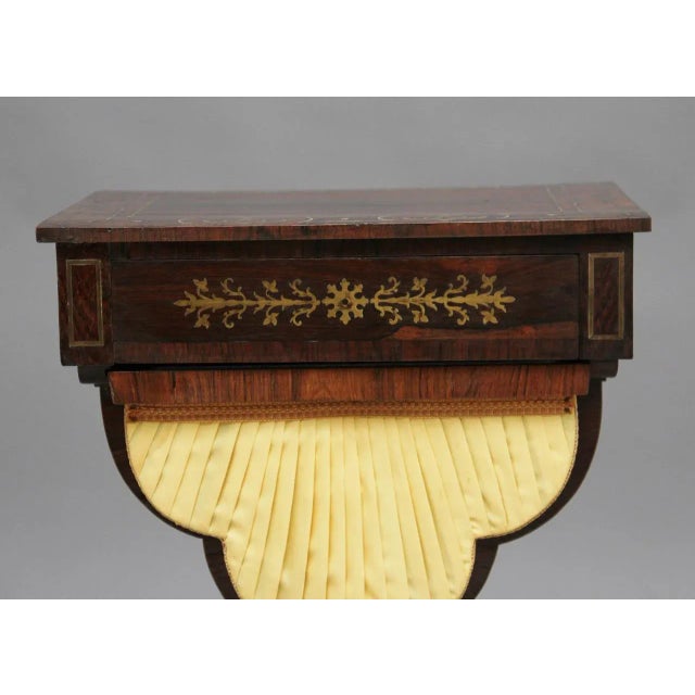 19th Century Rosewood and Brass Inlaid Worktable For Sale - Image 4 of 14