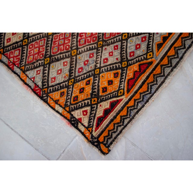 1960s Vintage Hand-Woven Braided Turkish Jajim Kilim Rug For Sale - Image 6 of 7