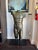 Large bronze classic sculpture with its original patina, life-size and with very fine proportions, mounted on a metal base.