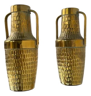 Embossed Brass Vases, 1960s, Set of 2