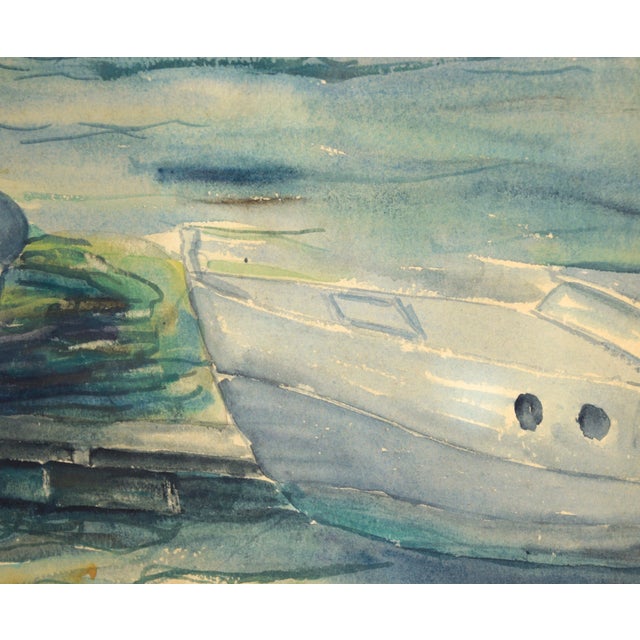 Boats at the Harbor - Nautical Seascape by Clarence Albert Taubenhein For Sale In Monterey, CA - Image 6 of 7