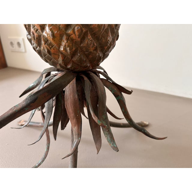 Polychrome Iron Pineapple Coffee Table with Glass Top, 1900 For Sale - Image 16 of 18
