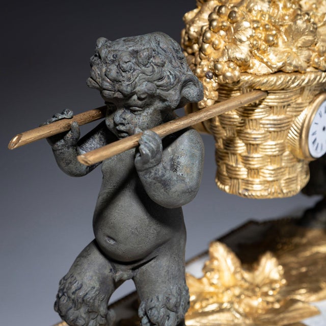 Mantel Clock with Small Satyrs, Early 19th Century For Sale - Image 6 of 9