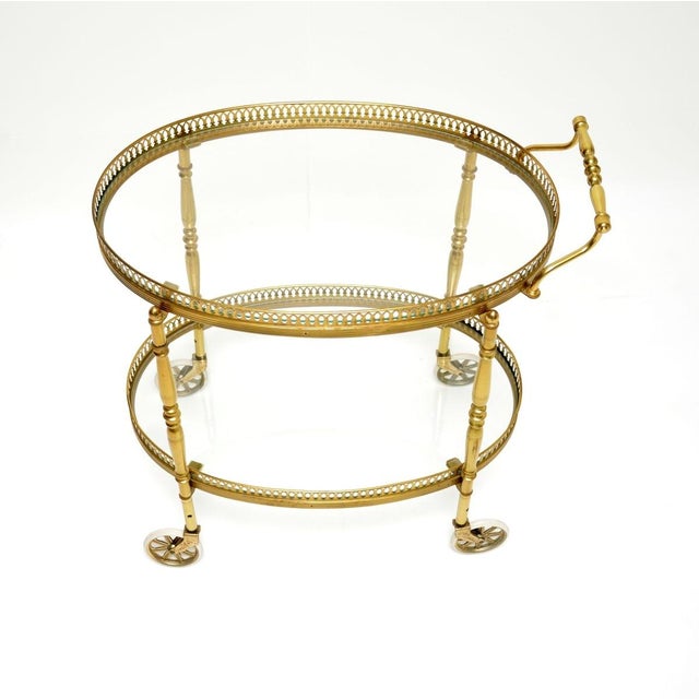 Vintage French Brass Drinks Trolley, 1960 For Sale - Image 6 of 10