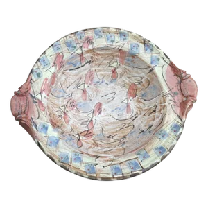 Willie Carter Top Farm Pottery Stoneware Twin Handled Dish