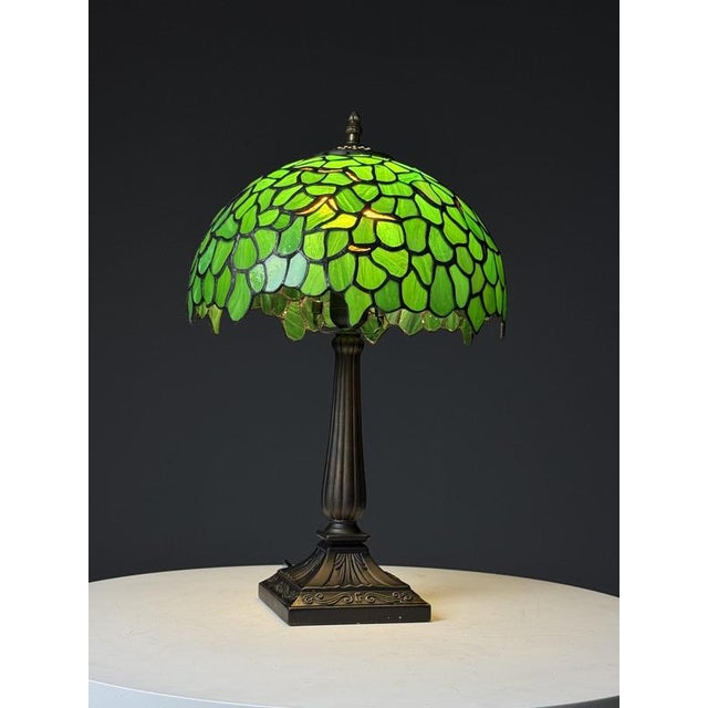 Green Table Lamp in the style of Tiffany For Sale - Image 10 of 15