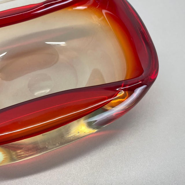 Italian Murano Glass Red-Yellow Bowl, 1970s For Sale - Image 12 of 18