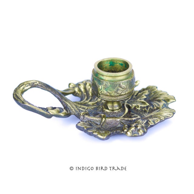 Shabby Chic Antique French Bronze Chamber Ornate Candlestick Holders - Set of 2 For Sale - Image 3 of 7