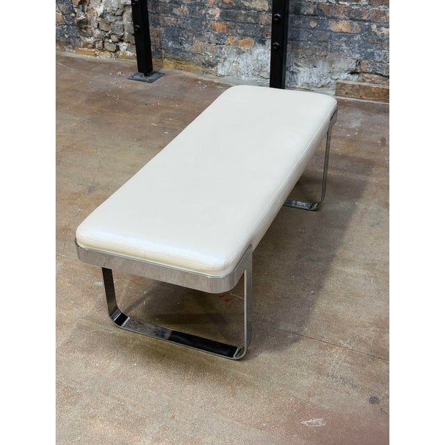Pace Stainless Steel and Leather Bench, 1970 For Sale - Image 4 of 5