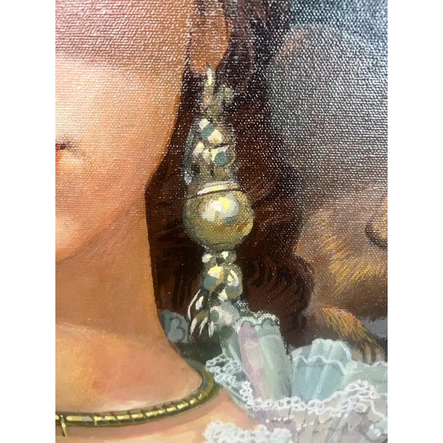 Romantic Belle Époque Portrait of a Lady in Gilded Rococo Frame Print on Canvas 1990's For Sale - Image 9 of 18