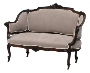 Fabric & Rosewood Sofa, 1890s