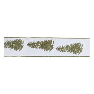 Embroidered Pine Branch Wired Ribbon 4" x 5 Yds. For Sale