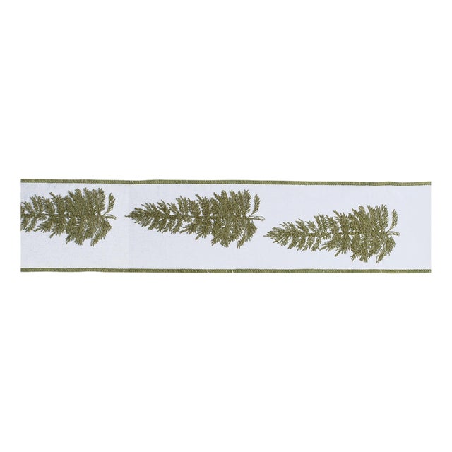 Embroidered Pine Branch Wired Ribbon 4" x 5 Yds. For Sale