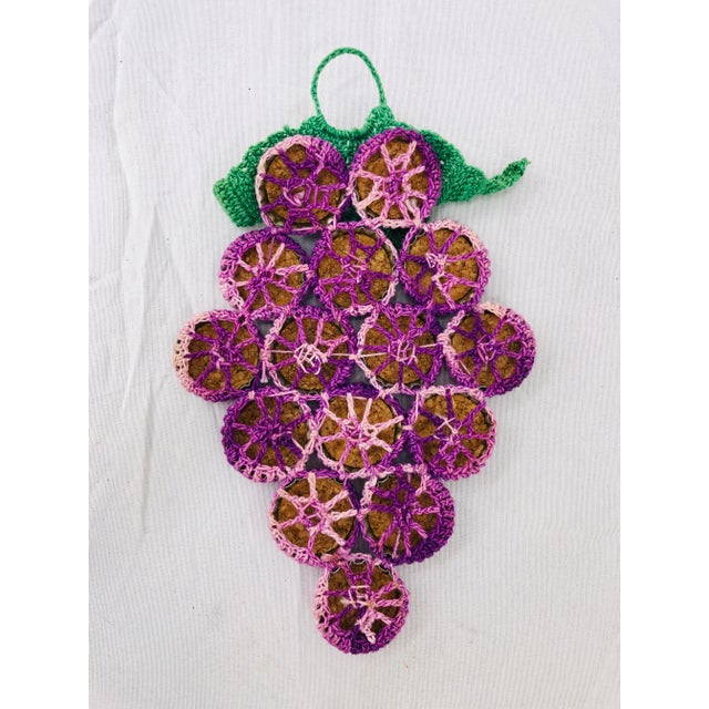 Shabby Chic Vintage Hand Knit Grape Trivet / Coaster For Sale - Image 3 of 4