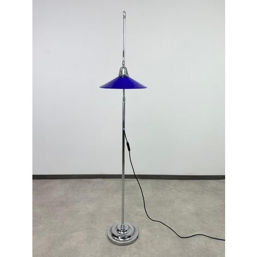 An exceptional and highly versatile Central European functionalist modernist floor lamp (reading light), manufactured in...