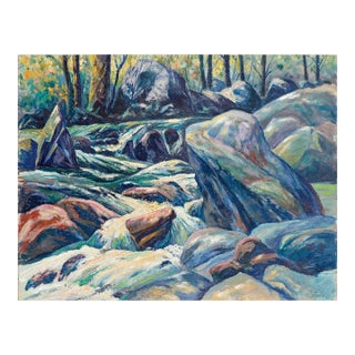 Mid Century Rocky Stream Impressionist Landscape by James Russell Ford For Sale