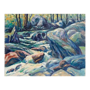 Mid Century Rocky Stream Impressionist Landscape by James Russell Ford