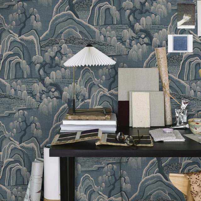 Mid-Century Modern Boråstapeter Indigo Garden Wallpaper In Blue For Sale - Image 3 of 3