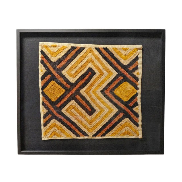 Modern Vintage Framed Tribal African Shoowa Grass Textile For Sale - Image 3 of 3