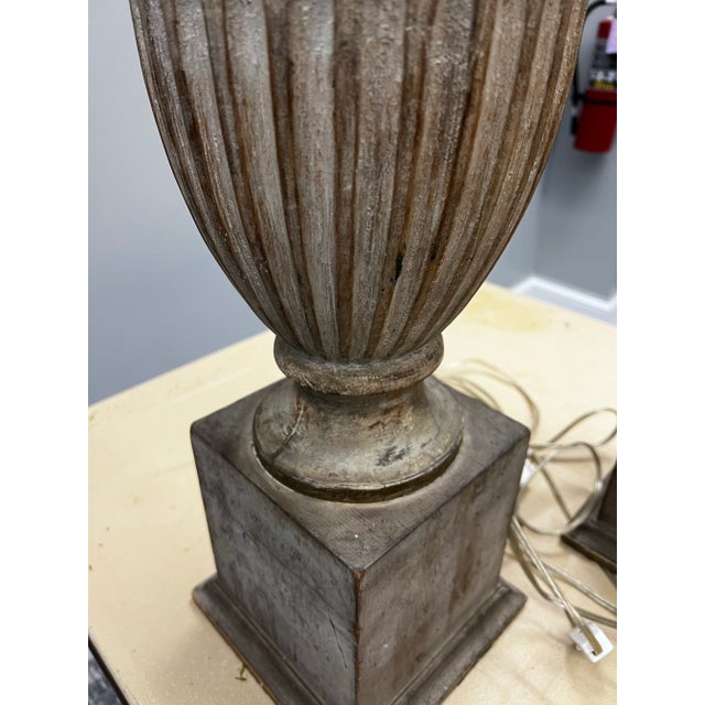 Vintage Weathered Wooden Table Lamps - a Pair For Sale - Image 12 of 12
