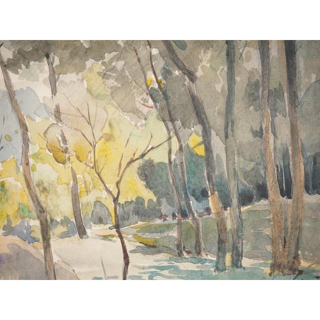 René Leverd, Trees by the Water, Watercolor For Sale - Image 5 of 7