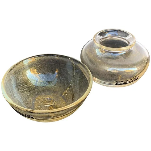 Small Bowls in Murano Glass with Gold from Arte Vetraria Muranese, Set of 2 For Sale - Image 12 of 12