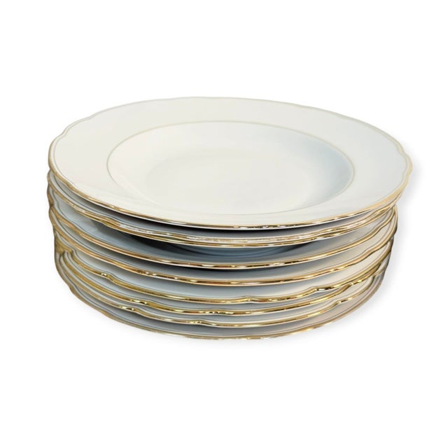 Late 20th Century French Country White Bavarian Porcelain Dinnerware Set, Scalloped Gold Trim, 40 Pieces For Sale - Image 15 of 18