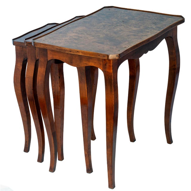 Early 20th Century Set of 3, Antique Italian Burl WoodNesting Tables For Sale - Image 5 of 14
