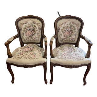 20 Century Chateau d'Ax Louis XV Tapestry Armchair For Sale