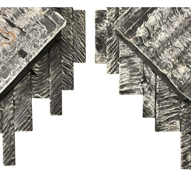 Poliarte Pair Italian Brutalist Glass Sconces by Albano Poli for Poliarte Italy, 1970's. For Sale - Image 4 of 11