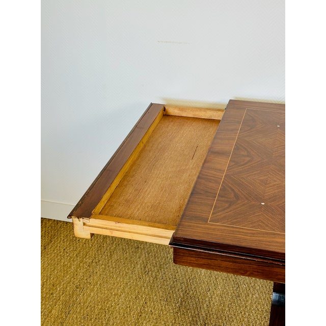 Art Deco Dining Table in Walnut and Diamond Marquetry, France, 1940s For Sale - Image 13 of 18